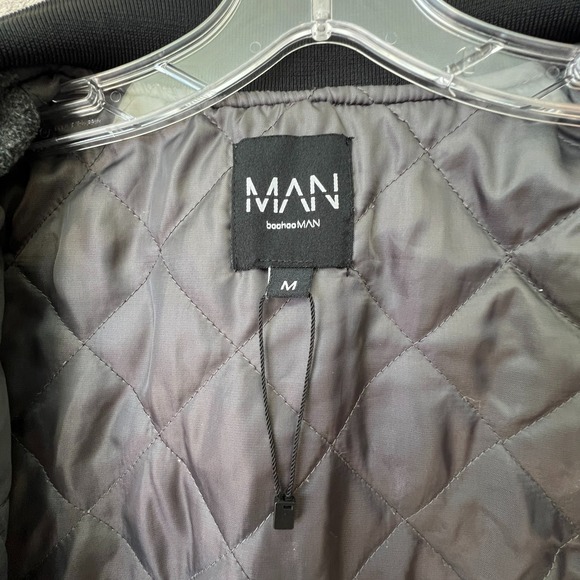 Boohoo MAN Letterman Varsity Bomber Patch Jacket Playing Cards Spade Medium - Picture 7 of 14